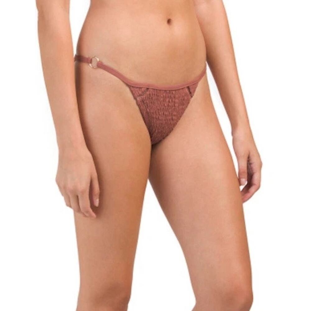 Paper Heart Cosmo Shirring , smocked Bikini Bottoms with O rings Size 10 Euc
